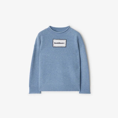 Logo Wool Sweater in Pool | Burberry® Official
