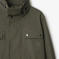 Stretch Wool Field Jacket in Moss melange - Women, Nylon, Technical | Burberry® Official