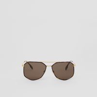 Geometric Frame Sunglasses in Deep Brown/light Gold - Men | Burberry® Official