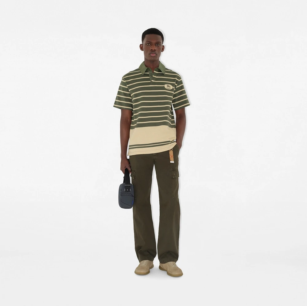 Striped Cotton Polo Shirt in Yew - Men | Burberry® Official