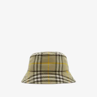 Check Cotton Bucket Hat in Hunter - Men | Burberry® Official