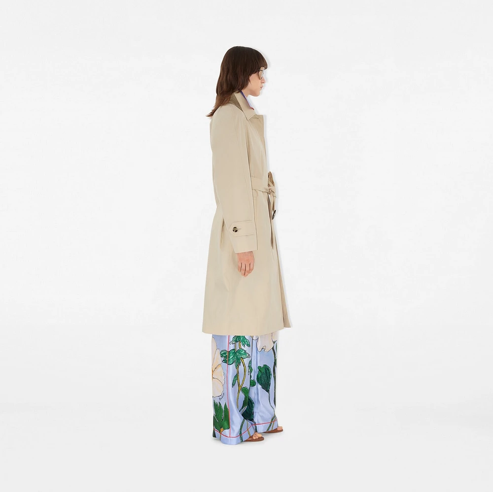 Long Highgrove Gabardine Car Coat in Nutmeg - Women, Cotton | Burberry® Official