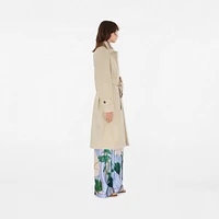 Long Highgrove Gabardine Car Coat in Nutmeg - Women, Cotton | Burberry® Official