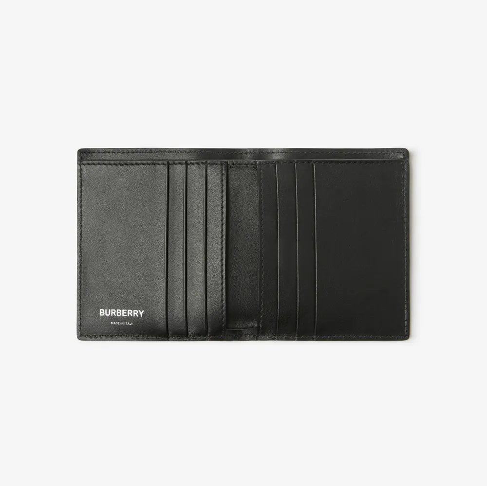 Check Leather Folding Card Case in Black - Men | Burberry® Official