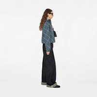 Cropped Reversible Check Hooded Jacket in Pewter - Women, Nylon | Burberry® Official