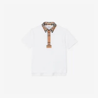 Vintage Check Trim Cotton Piqué Polo Shirt in | Burberry® Official