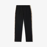 Check Trim Cotton Blend Track Pants in Black - Men | Burberry® Official