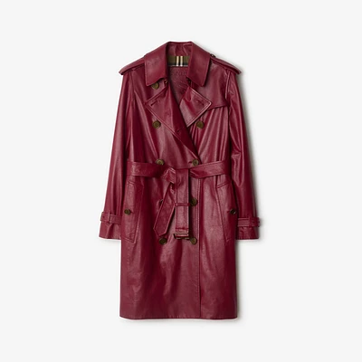Mid-length Leather Kensington Trench Coat in Ripple - Women | Burberry® Official