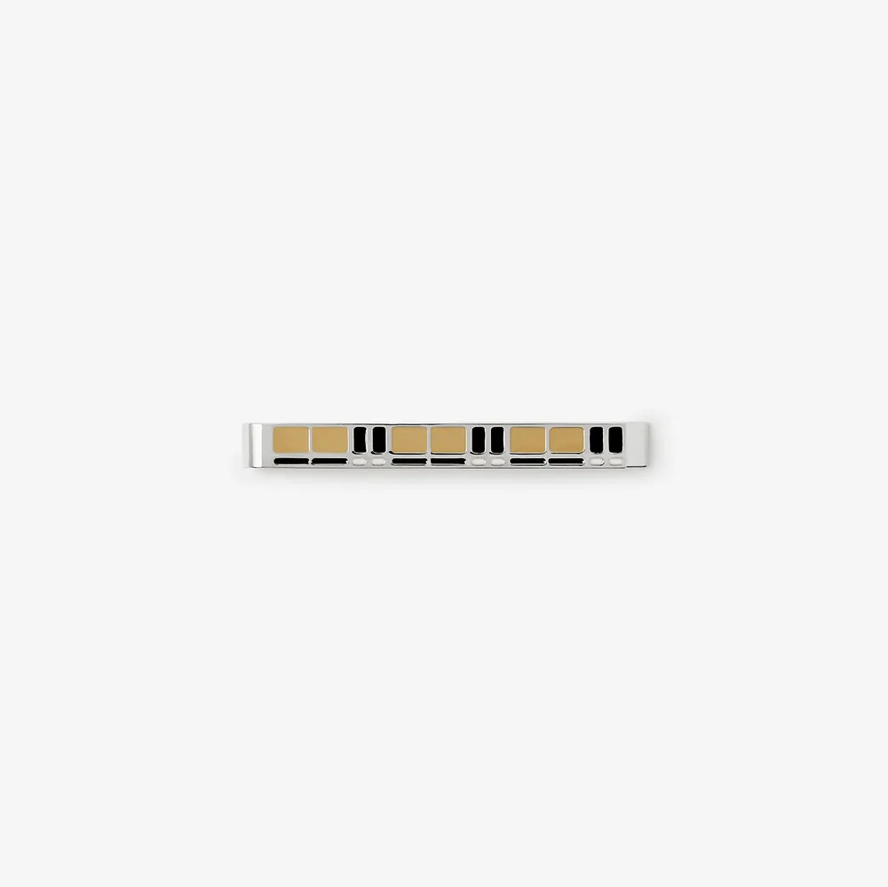 Check Engraved Palladium-plated Tie Bar - Men