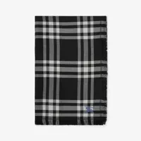 Reversible Check Wool Silk Scarf in Black | Burberry® Official