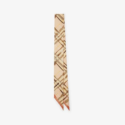Skinny Reversible Check Silk Scarf in Teacup | Burberry® Official
