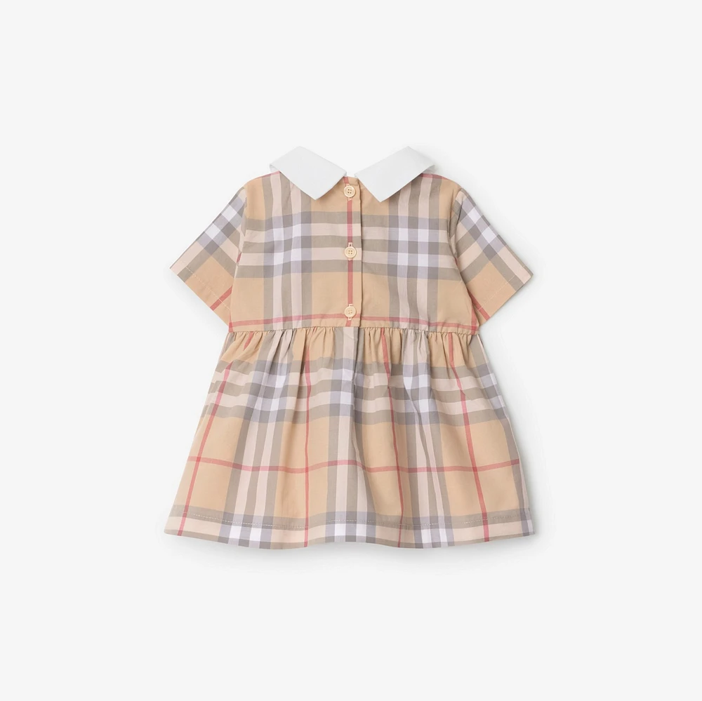 Check Cotton Poplin Dress with Bloomers in Pale stone - Children | Burberry® Official