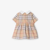 Check Cotton Poplin Dress with Bloomers in Pale stone - Children | Burberry® Official