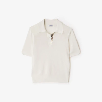 Wool Polo Shirt in Chalk - Women | Burberry® Official