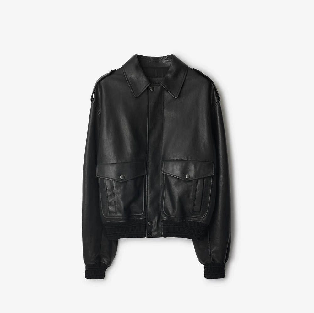 Leather Bomber Jacket in Black - Men | Burberry® Official