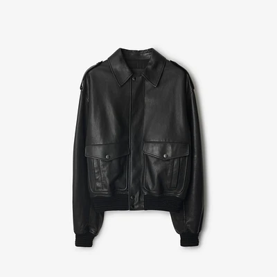 Leather Bomber Jacket in Black - Men | Burberry® Official