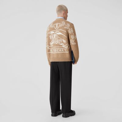 EKD Intarsia Wool Oversized Cardigan Camel - Men | Burberry® Official