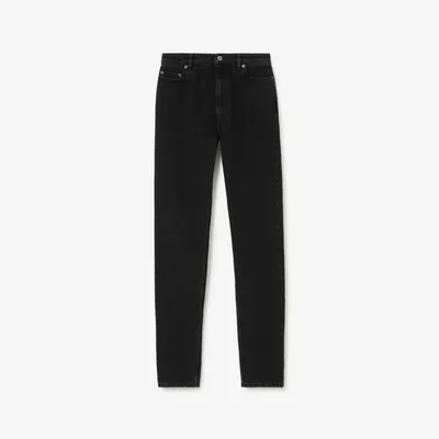 Slim Fit Jeans in Charcoal - Women, Cotton, Denim | Burberry® Official