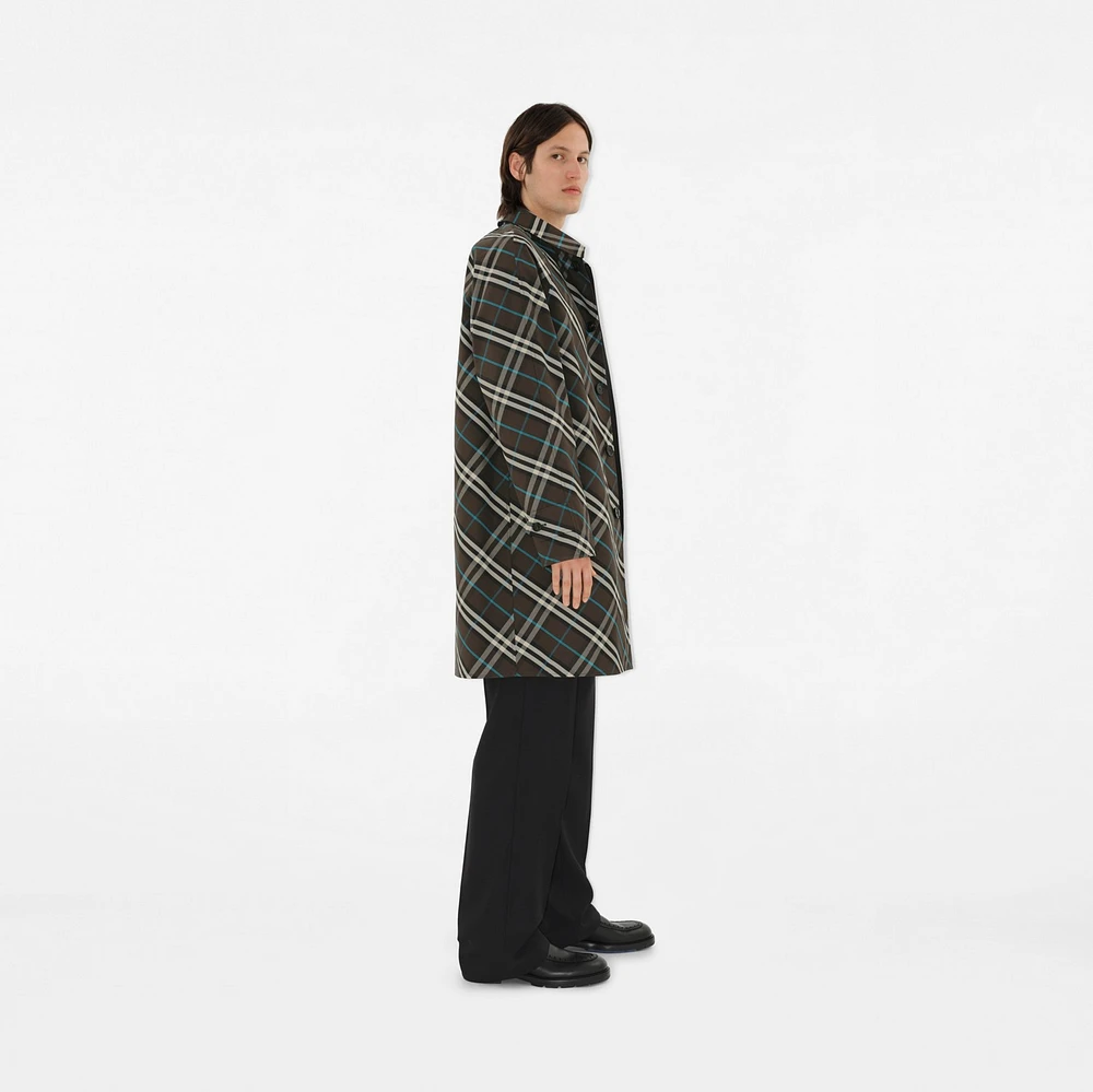 Long Reversible Gabardine Car Coat in Black - Men, Cotton | Burberry® Official