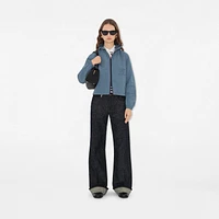 Cropped Reversible Check Hooded Jacket in Pewter - Women, Nylon | Burberry® Official