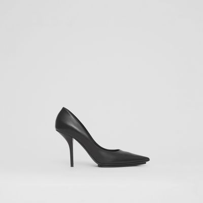 Eyelet Detail Leather Point-toe Pumps Black - Women | Burberry® Official