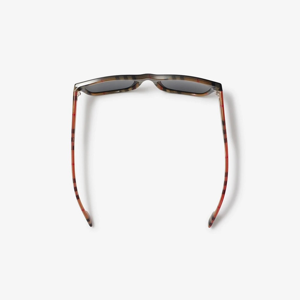 Check Rectangular Sunglasses in Black/beige Grey - Men | Burberry® Official