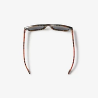 Check Rectangular Sunglasses in Black/beige Grey - Men | Burberry® Official