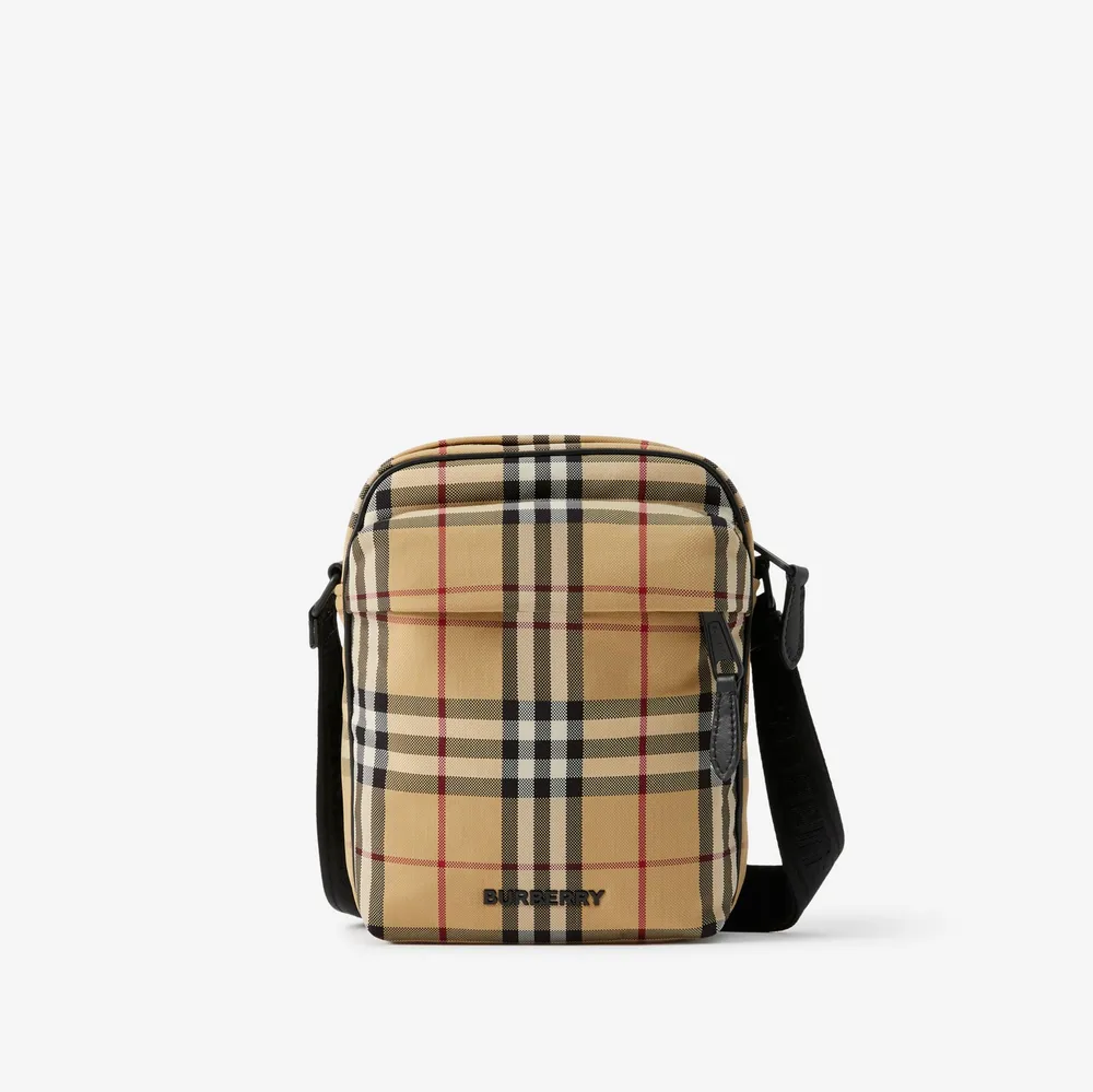 Burberry Check And Mesh Backpack in Black for Men