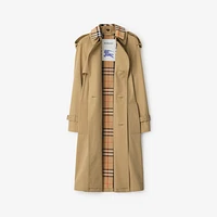 Long Detachable Collar Gabardine Trench Coat in Flax - Women, Cotton | Burberry® Official