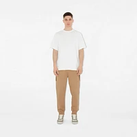 Check Panel Cotton Blend Jogging Pants in Camel - Men | Burberry® Official