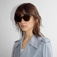 Tubular Check Round Sunglasses in Light sand - Women | Burberry® Official