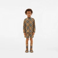Check Rubber Marsh High Boots in Sand - Children | Burberry® Official