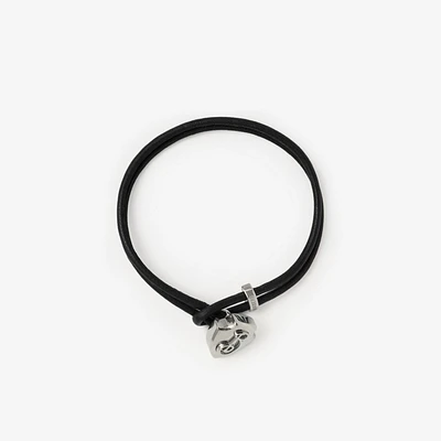 Leather B Shield Bracelet in Silver/black - Men | Burberry® Official