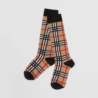 Check Intarsia Cotton Blend Socks Archive Beige - Children | Burberry® Official