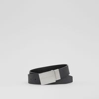 Reversible Plaque Buckle London Check and Leather Belt Dark Charcoal/black - Men | Burberry® Official