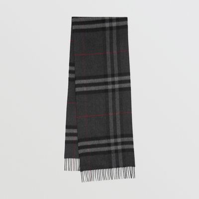 The Classic Check Cashmere Scarf in Charcoal | Burberry® Official