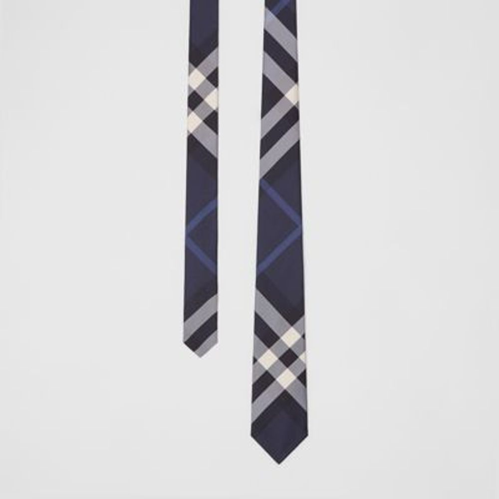 Classic Cut Check Silk Tie in Navy - Men | Burberry United States