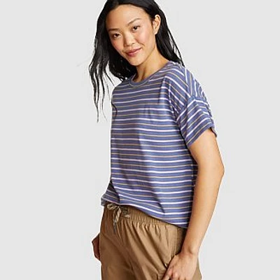 Women's Favorite Short-Sleeve Drop-Shoulder Crew-Stripe