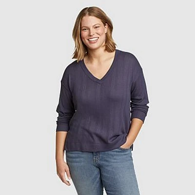 Women's Mountain Town Long-Sleeve Textured V-Neck