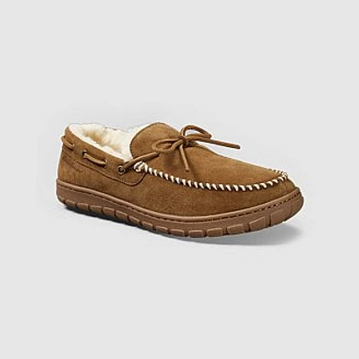 Men's Shearling-Lined Moccasin Slippers