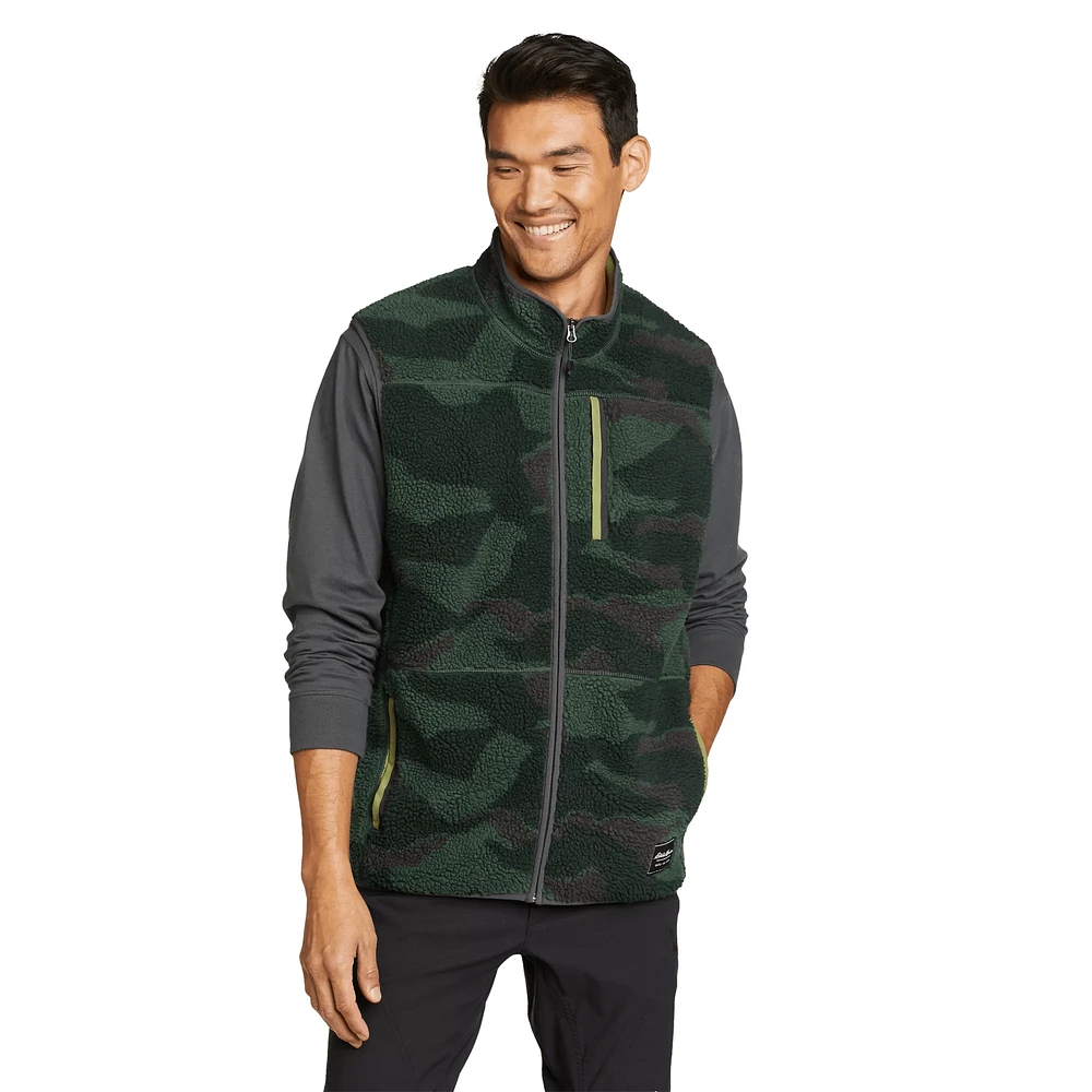 Chilali Faux Shearling Vest - Camo