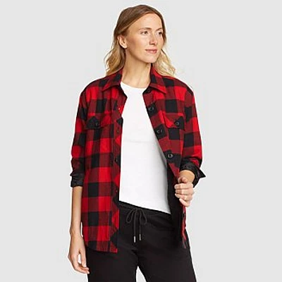 Women's Faux Shearling-Lined Flannel Shirt Jacket