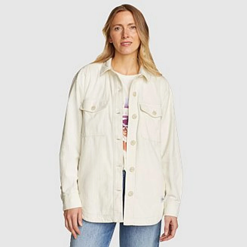 Women's Solid Cord Shirt Jacket