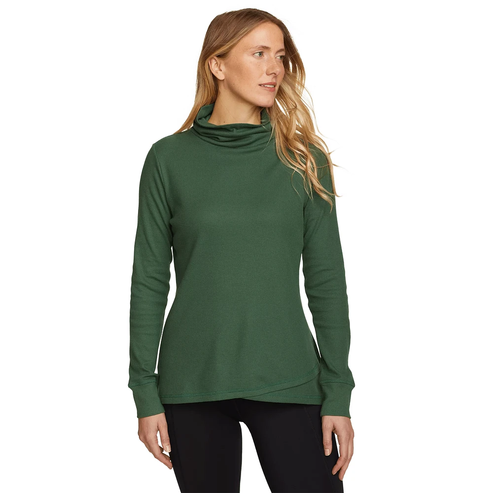 Thermal Mock Neck Long-Sleeve Tulip Hem Shirt