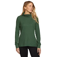 Thermal Mock Neck Long-Sleeve Tulip Hem Shirt