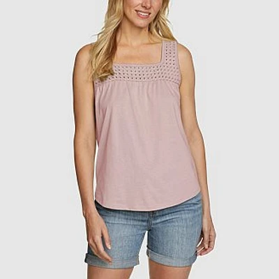 Women's Everyday Cutwork Square Neck Tank