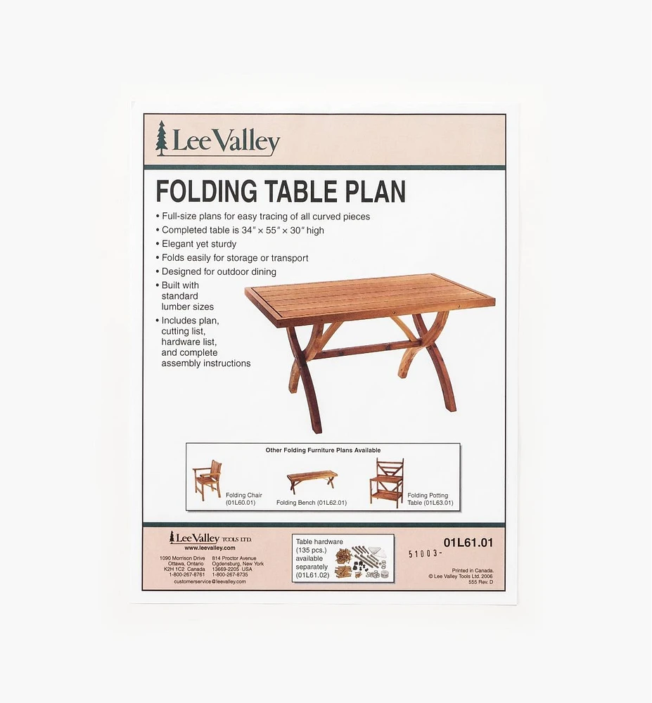 Folding Table Plan