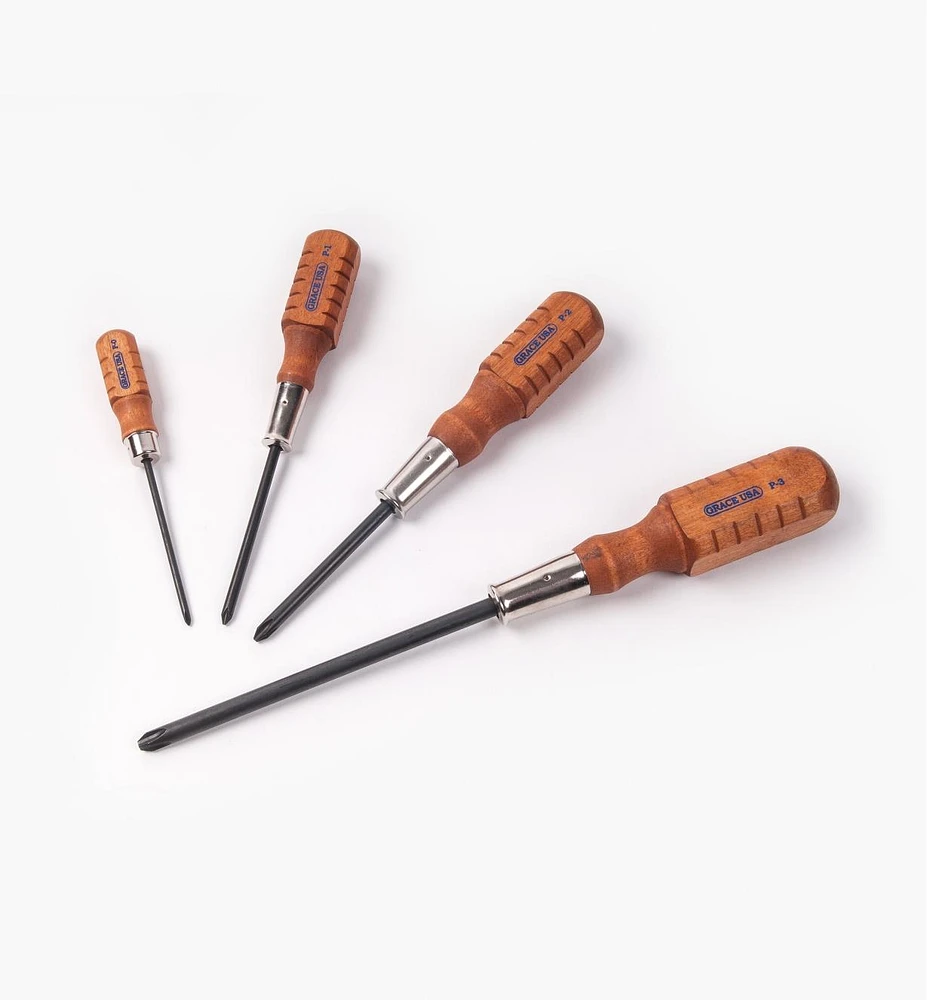 Set of 4 Grace USA Gunsmith-Style Phillips Screwdrivers