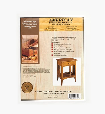 Mission Contemporary Nightstand Plan