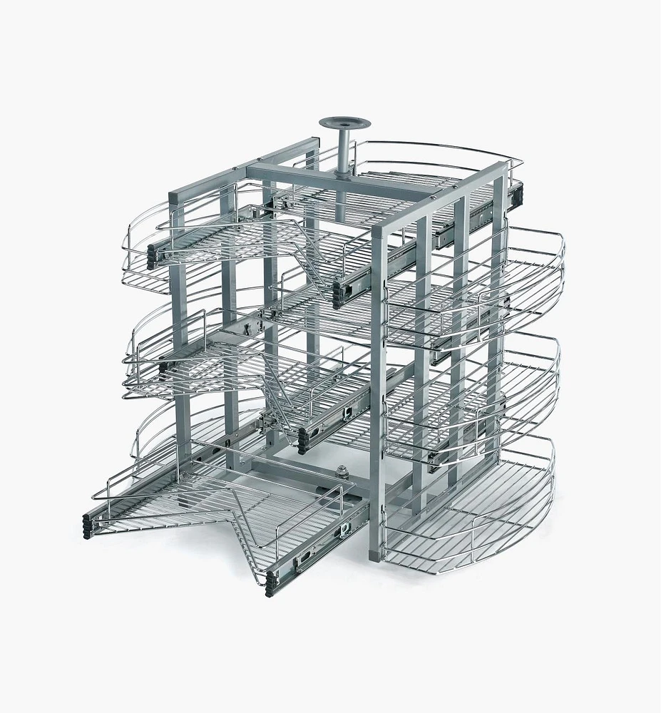 Plateaux pivotants et coulissants pour armoire en coin